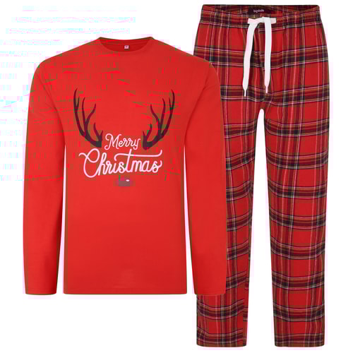 Bigdude Pyjama-Set mit Weihnachtsdruck, Rot